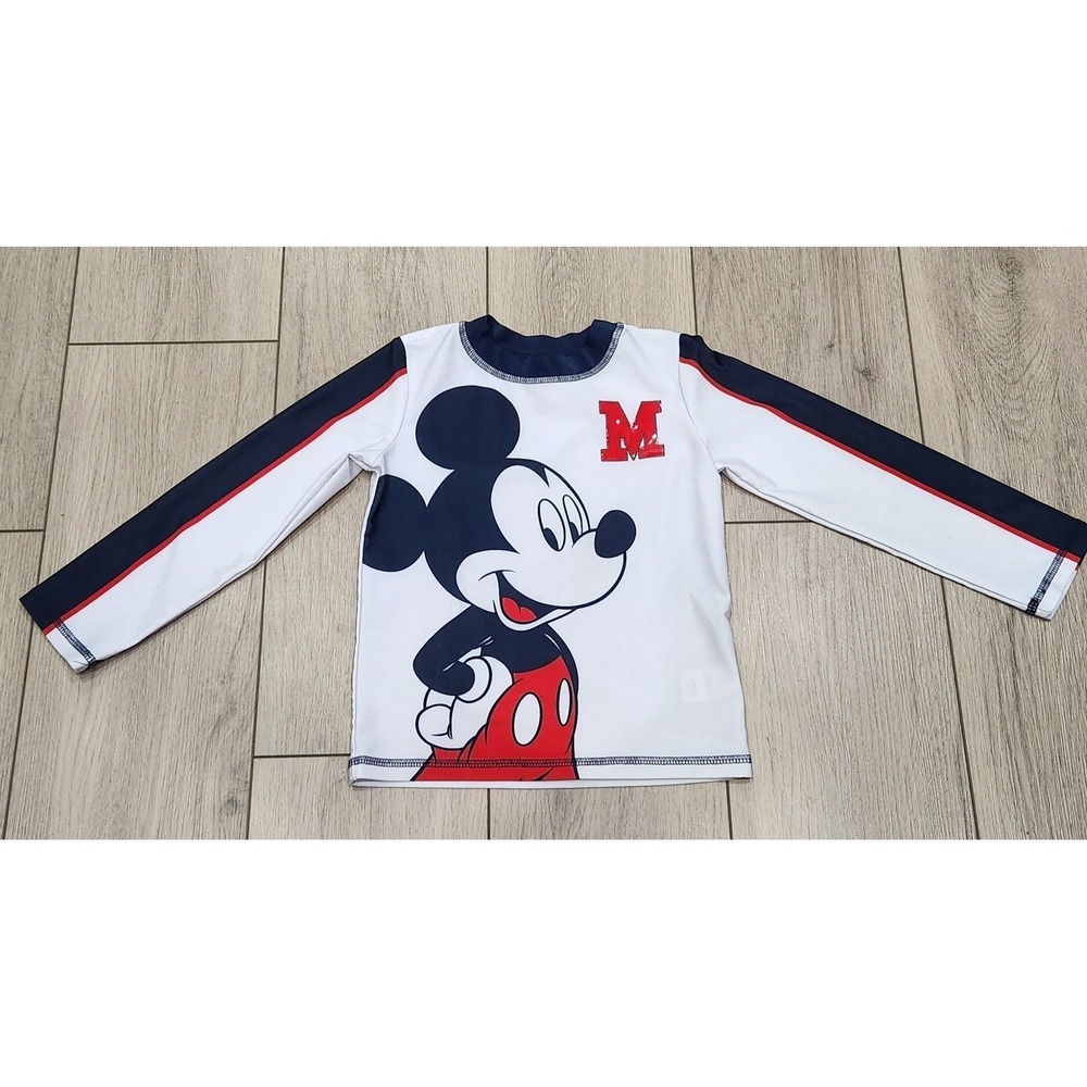 Disney Mickey Mouse Toddler Kids Rash Guard Swim Shirt Long Sleeve Size 3T